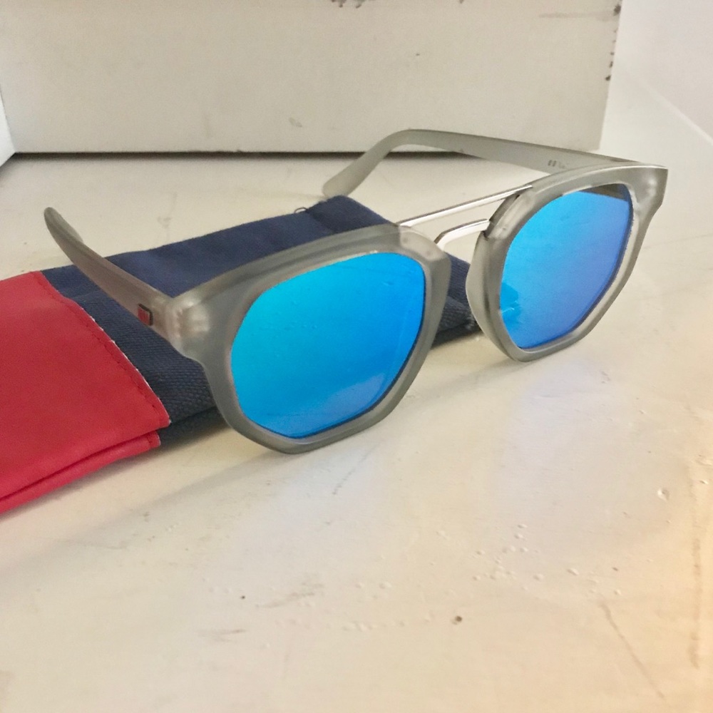 Modern Futuristic Le Specs Blue Metallic Lenses